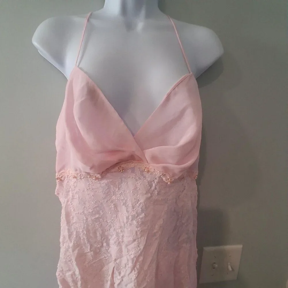 Cinema Etoile nwt vintage Lingerie set womens Large pink babydoll top dres thong